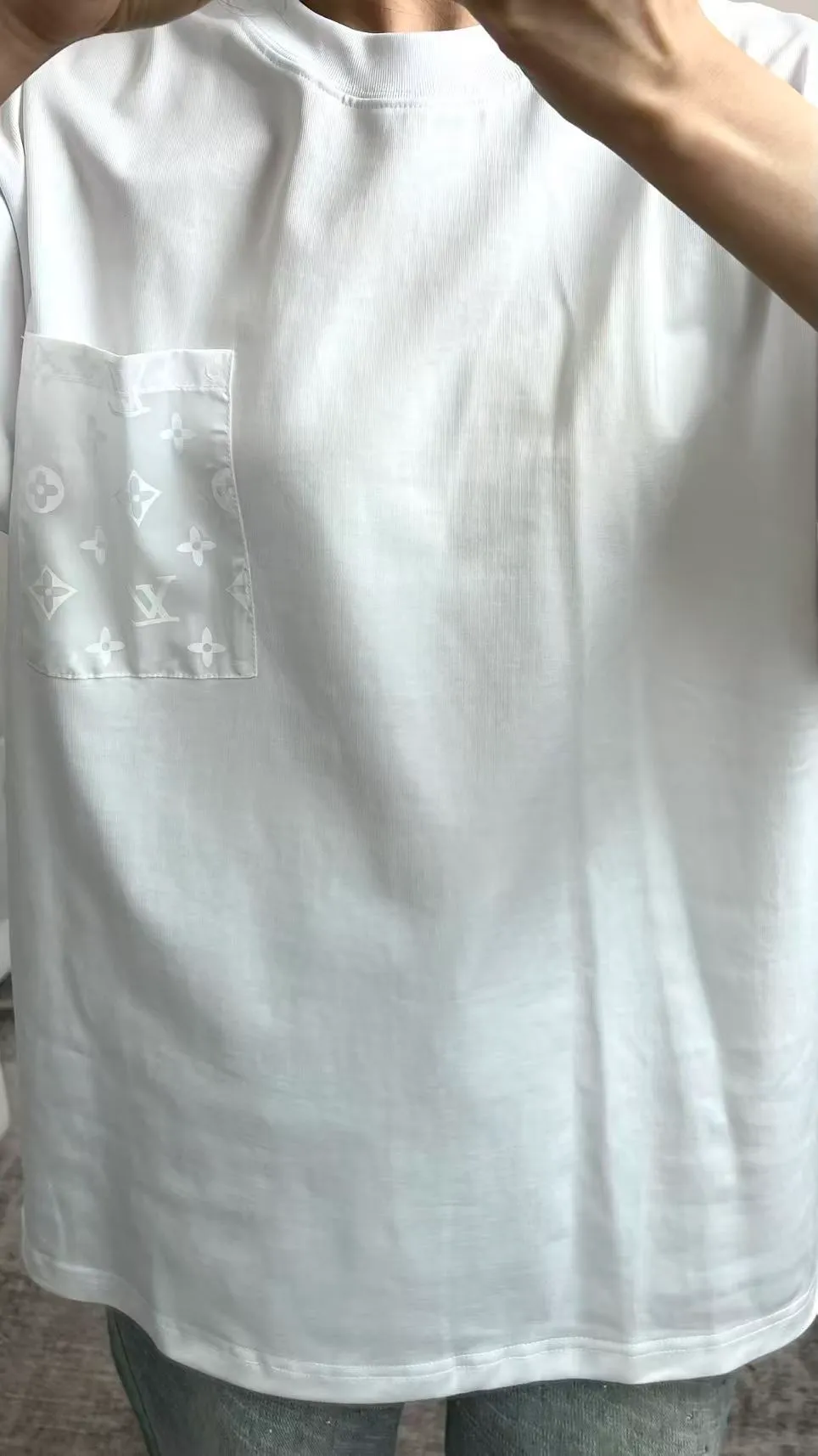 Louis Vuitton/Louis Vuitton 26ss nylon pocket presbyopic print short sleeves